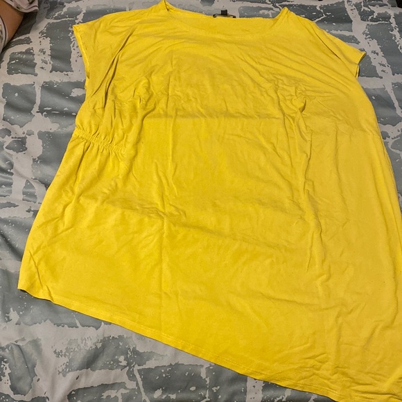 Eileen Fisher Tops - Eileen Fisher Cinched Side Asymmetrical Shirt, Lemon-Lime